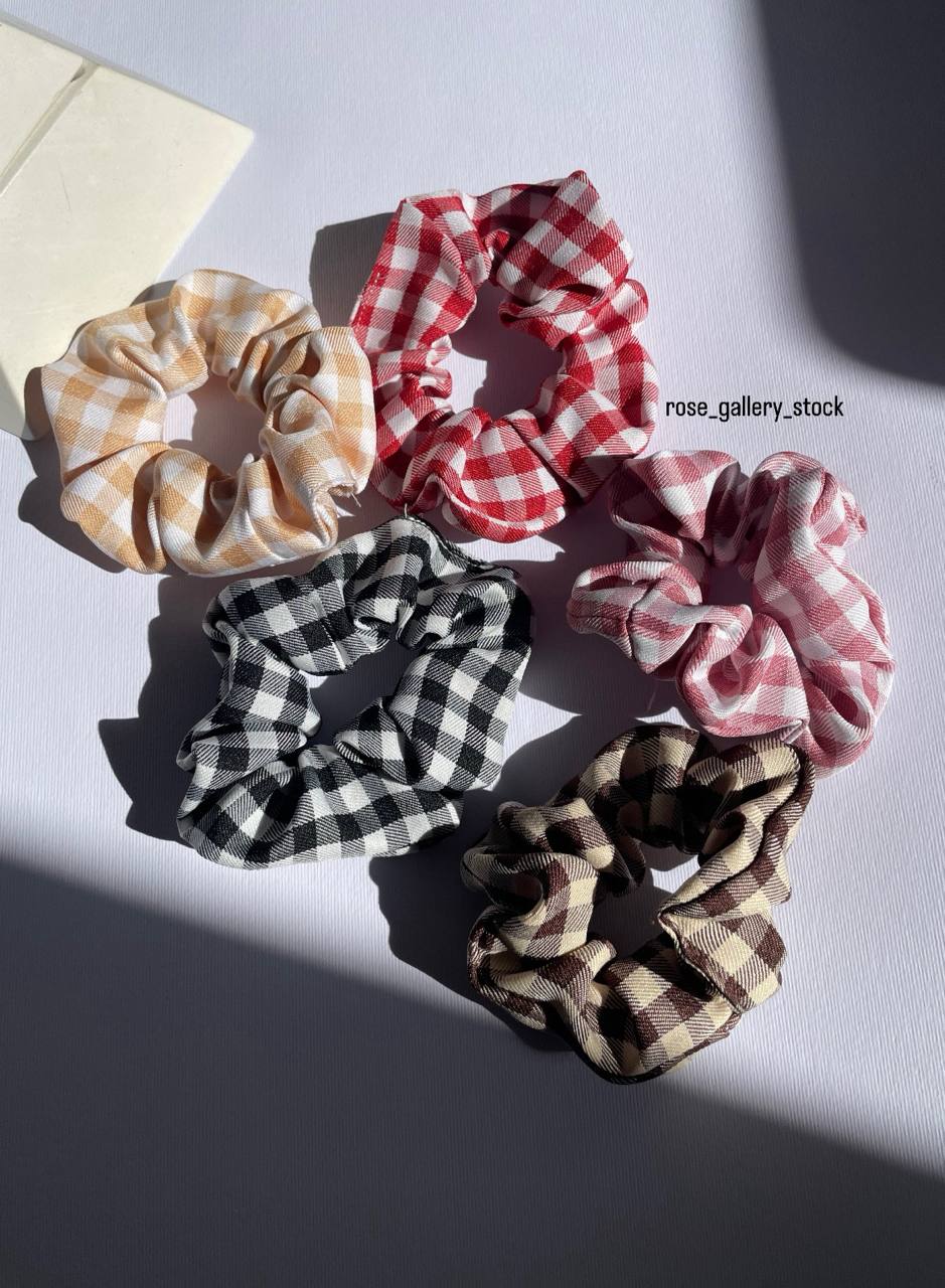 اسکرانچی چهارخانه پارچه‌ای